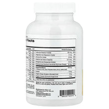 Multivitamin supplement bottle, back panel listing Supplement Facts nutrition ingredients