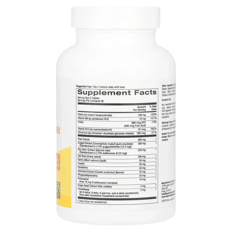 Super Nutrition, Plant Sterols & Policosanol Complex with Folate, Guggul Extract, Soy Germ Extract, and Oat Bran, 180 Tablets