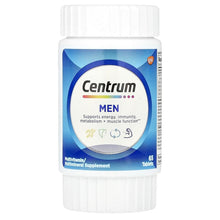 Centrum Men multivitamin supplement bottle, 65 tablets front label