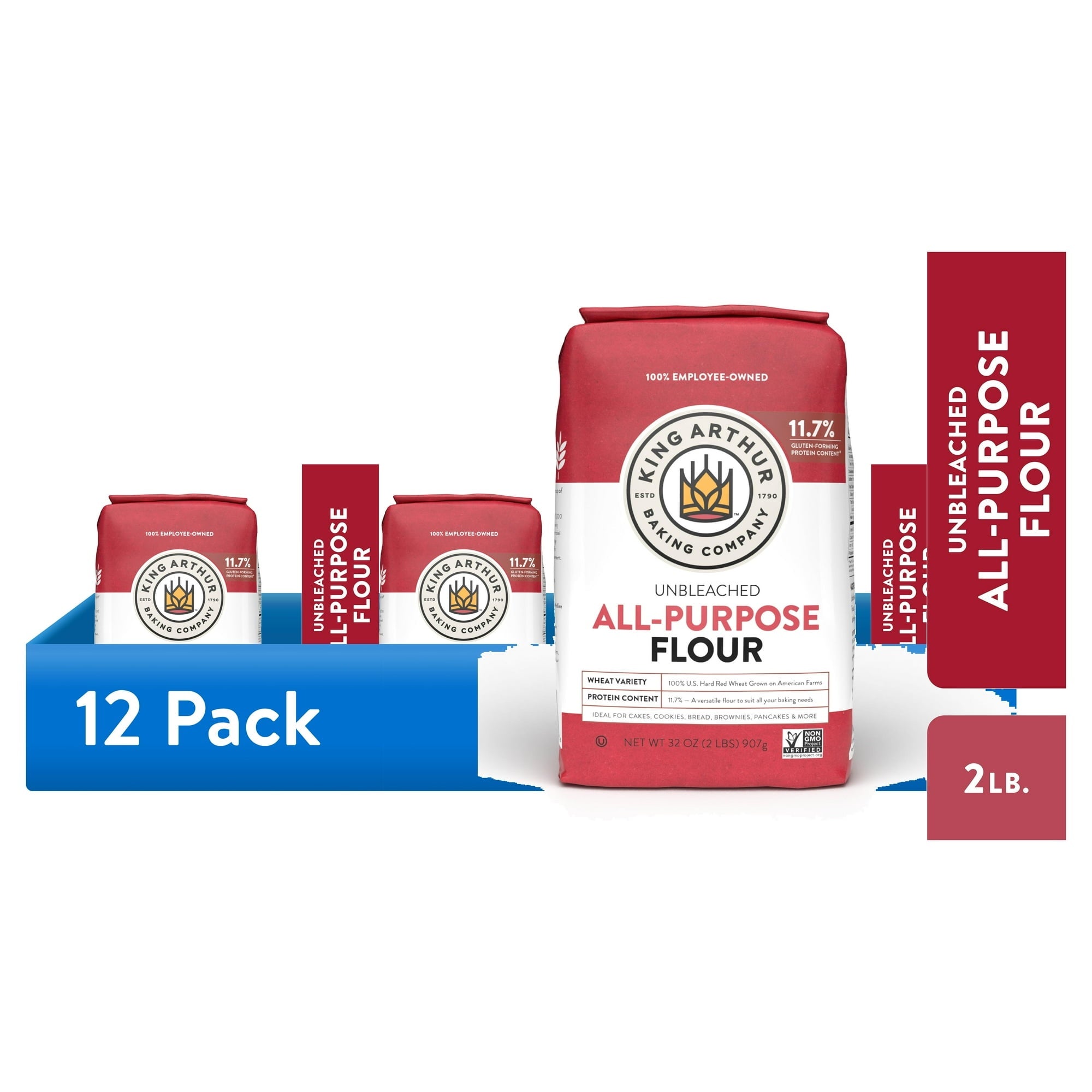 King Arthur Baking Company Non-GMO Project Verified, Certified Kosher Unbleached All Purpose Flour, 5 lb Bag