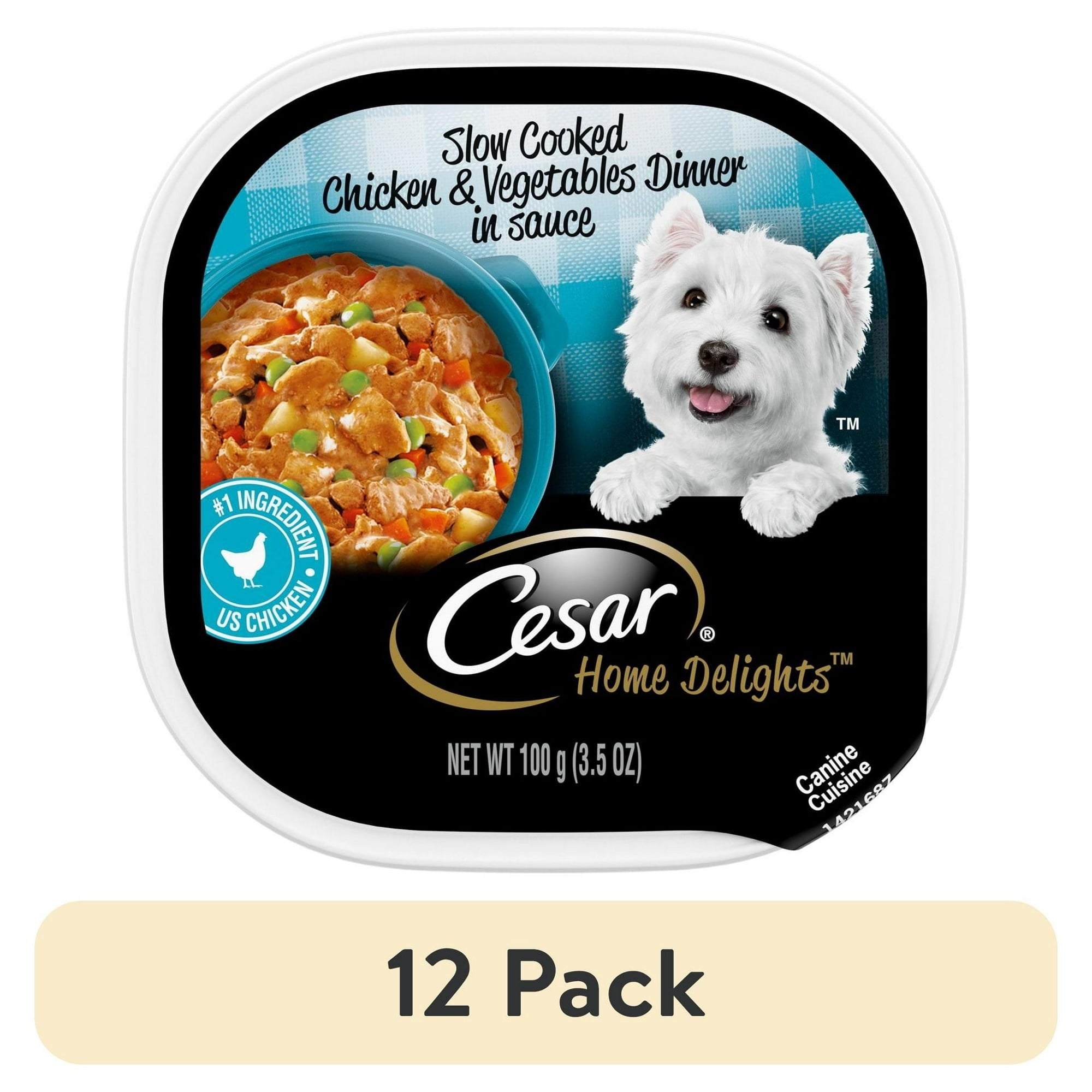 Cesar Home Delights Slow Cooked Chicken And Vegetables Wet Dog Food, 3.5 Oz Tray