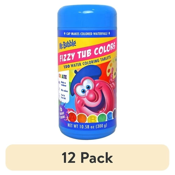 Mr. Bubble Fizzy Tub Colors, Fragrance Free, Waterfall Cap, 150 Count