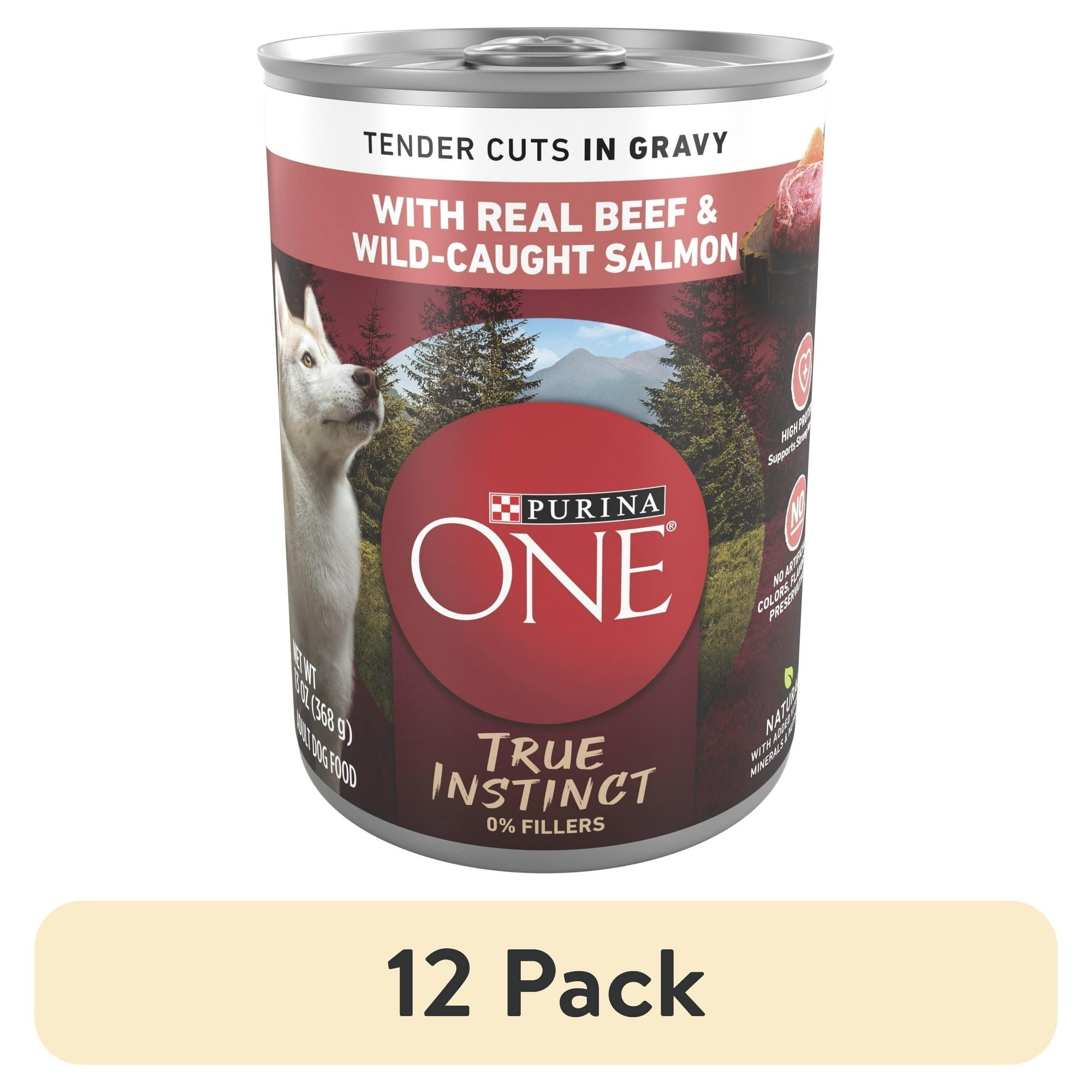 Purina ONE True Instinct Wet Dog Food, High Protein Soft Beef & Salmon, 13 oz Can