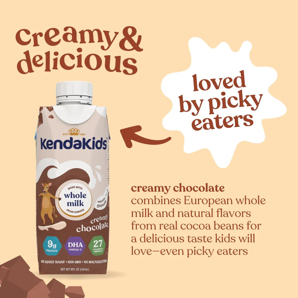 KendaKids Complete Nutrition Shake with Protein & DHA, Creamy Chocolate, 8 fl oz, (6 Pack) - USA MEGA SHOP