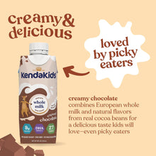 Kids nutrition shake carton with creamy chocolate, featuring “loved by picky eaters” callout