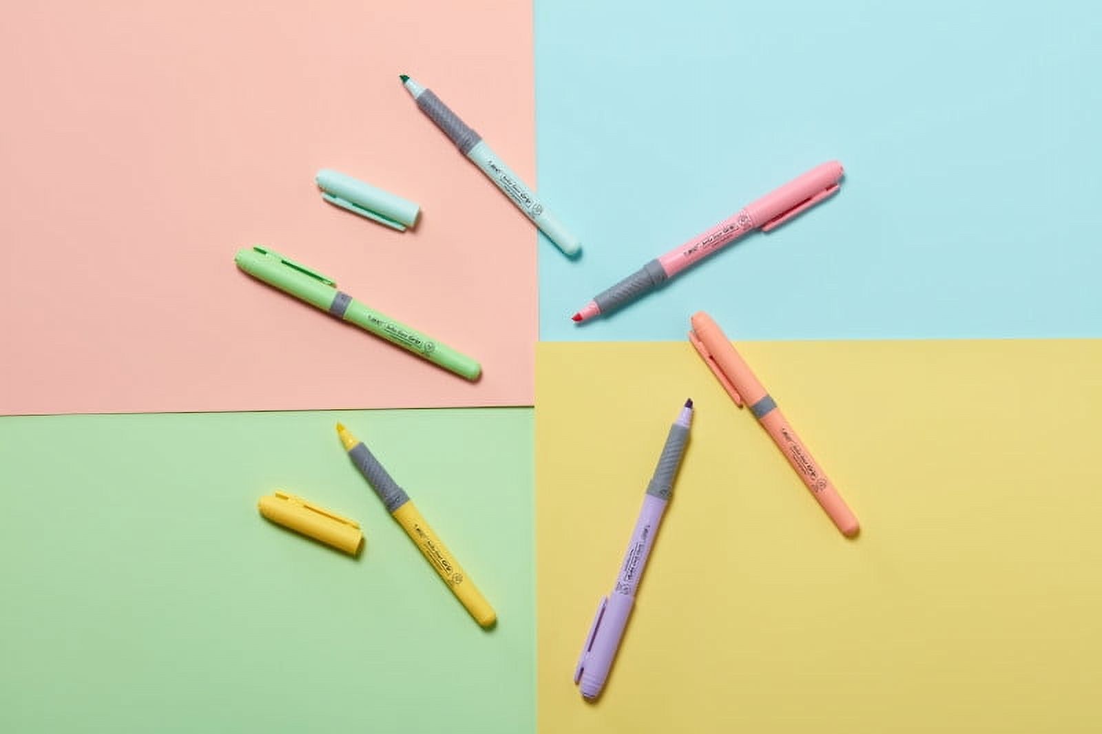 BIC Brite Liner Chisel Point Highlighter Set, Assorted Pastel Colors, 6 Count