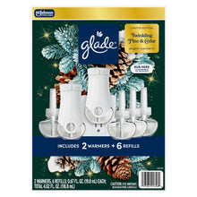 Glade Twinkling Pine & Cedar scented oil set with 2 warmers and 6 refill bottles