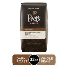 Peet's Coffee whole bean bag, dark roast, Major Dickason's Blend, 32 oz