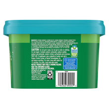 Dishwasher pacs tub back label, teal lid, green container, product information