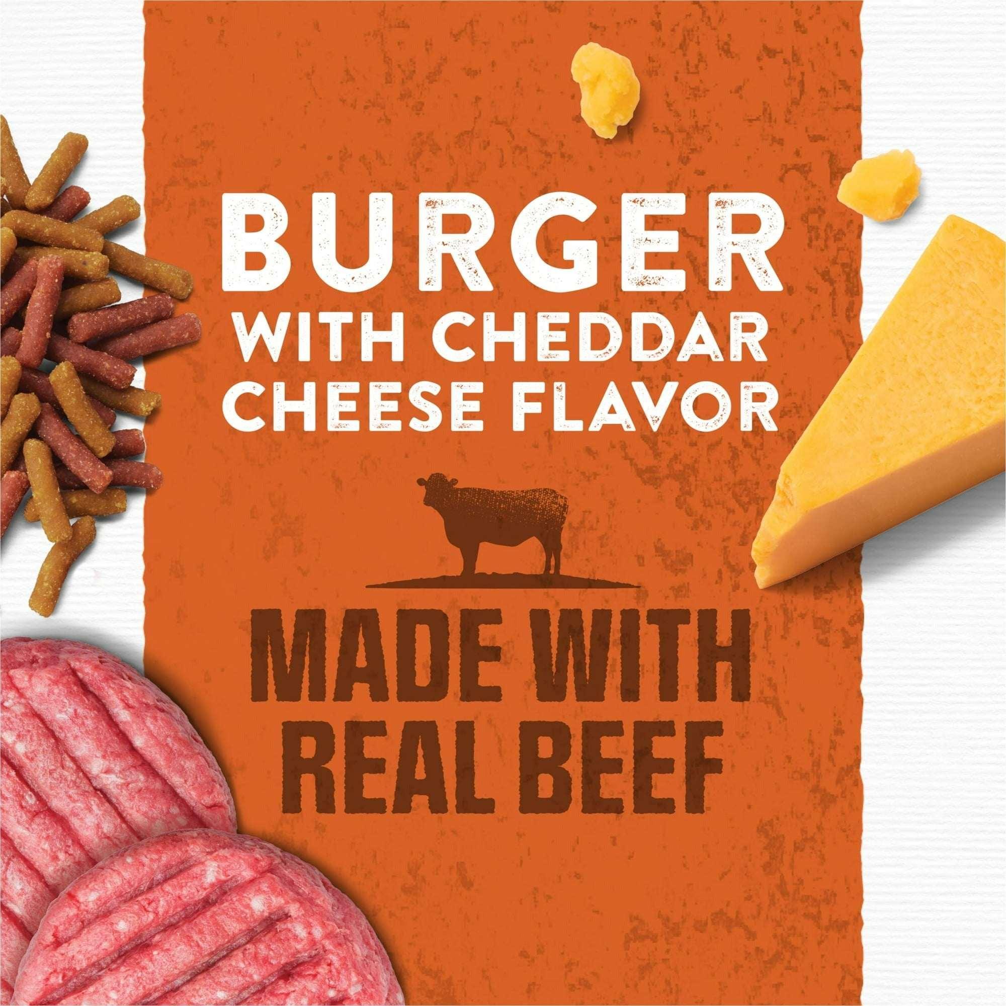 Purina Moist & Meaty Dry Dog Food, Soft Beef Burger with Cheddar Cheese, 6 oz Per Pouch