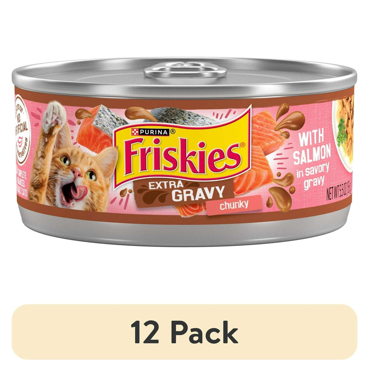 Purina Friskies Extra Gravy Chunky, Soft Salmon, Wet Cat Food, 5.5 oz Can