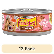 Purina Friskies wet cat food can, extra gravy chunky with salmon, 12 pack