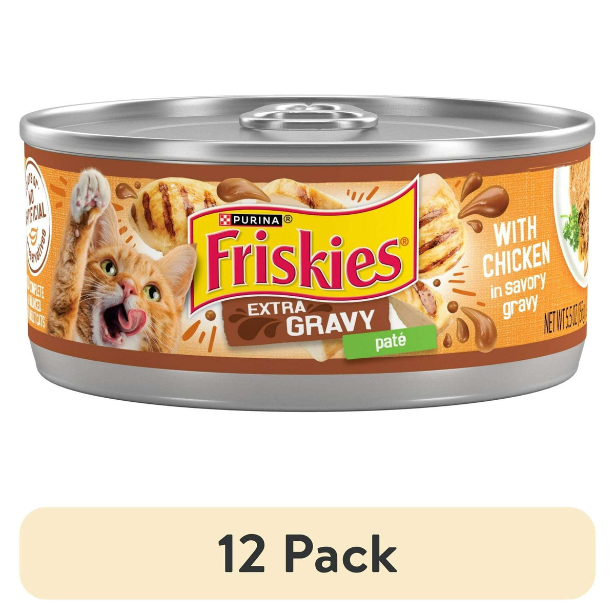 Purina Friskies Pate, Extra Gravy with Chicken, Wet Cat Food, 5.5 oz Can