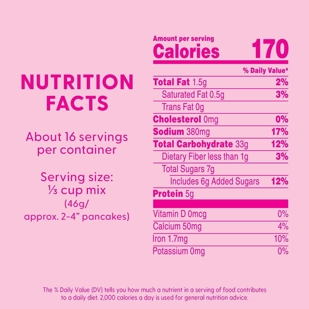 Nutrition facts panel with calories 170 and serving size information