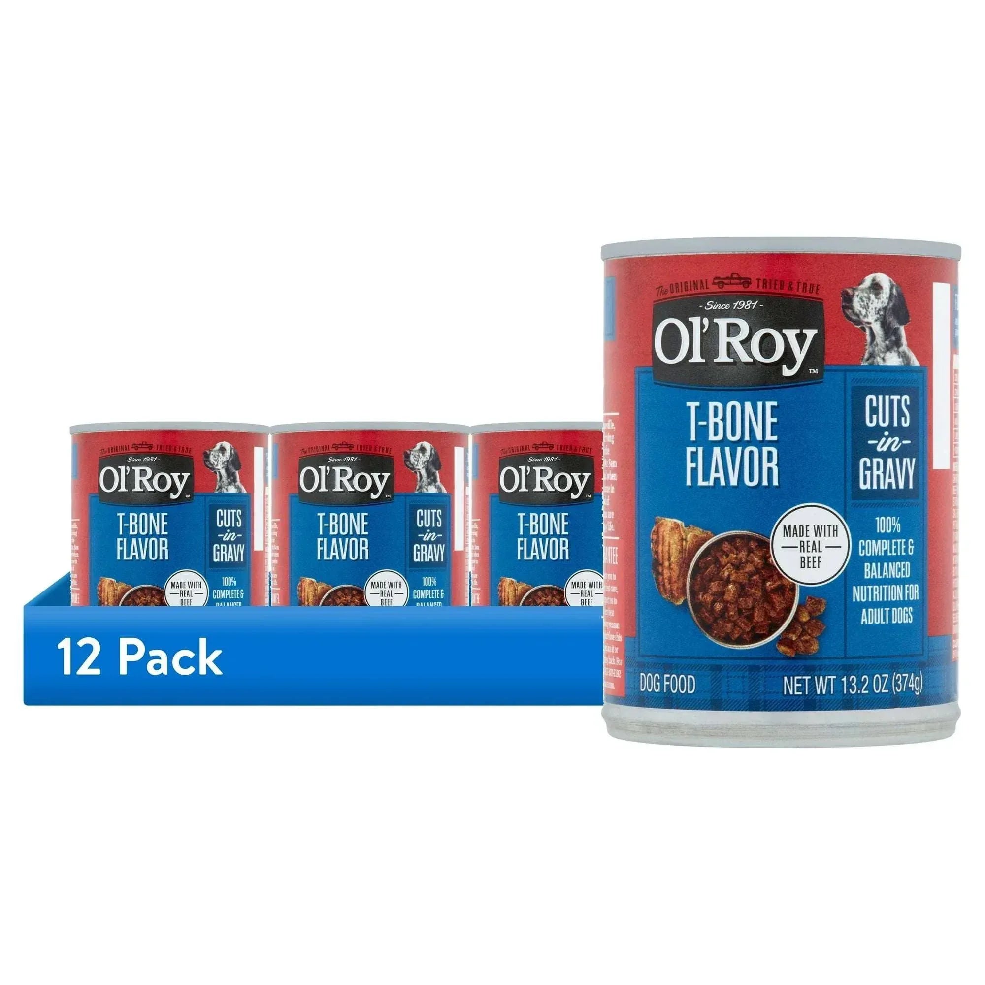 Ol' Roy T-Bone Flavor Cuts in Gravy Wet Dog Food, 13.2 oz Can