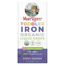 MaryRuth's toddler iron organic liquid drops label, grape flavor