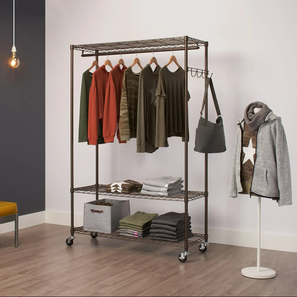 TRINITY Bronze Rolling Garment Rack - USA MEGA SHOP