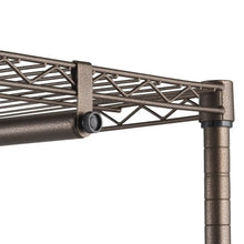 Bronze corner connector and caster wheel on rolling garment rack frame