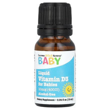 Baby Vitamin D3 drops bottle with black cap and blue label