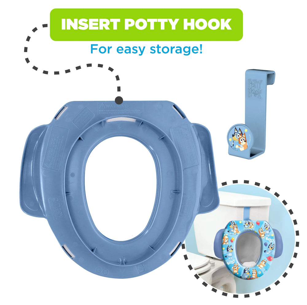 Bluey Soft Potty Training Seat for Toddlers with Hanging Hook, Fits Standard Toilets - USA MEGA SHOP
