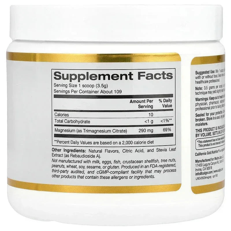 California Gold Nutrition, Magnesium Powder Beverage