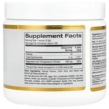 Magnesium powder supplement label panel showing Supplement Facts and ingredients