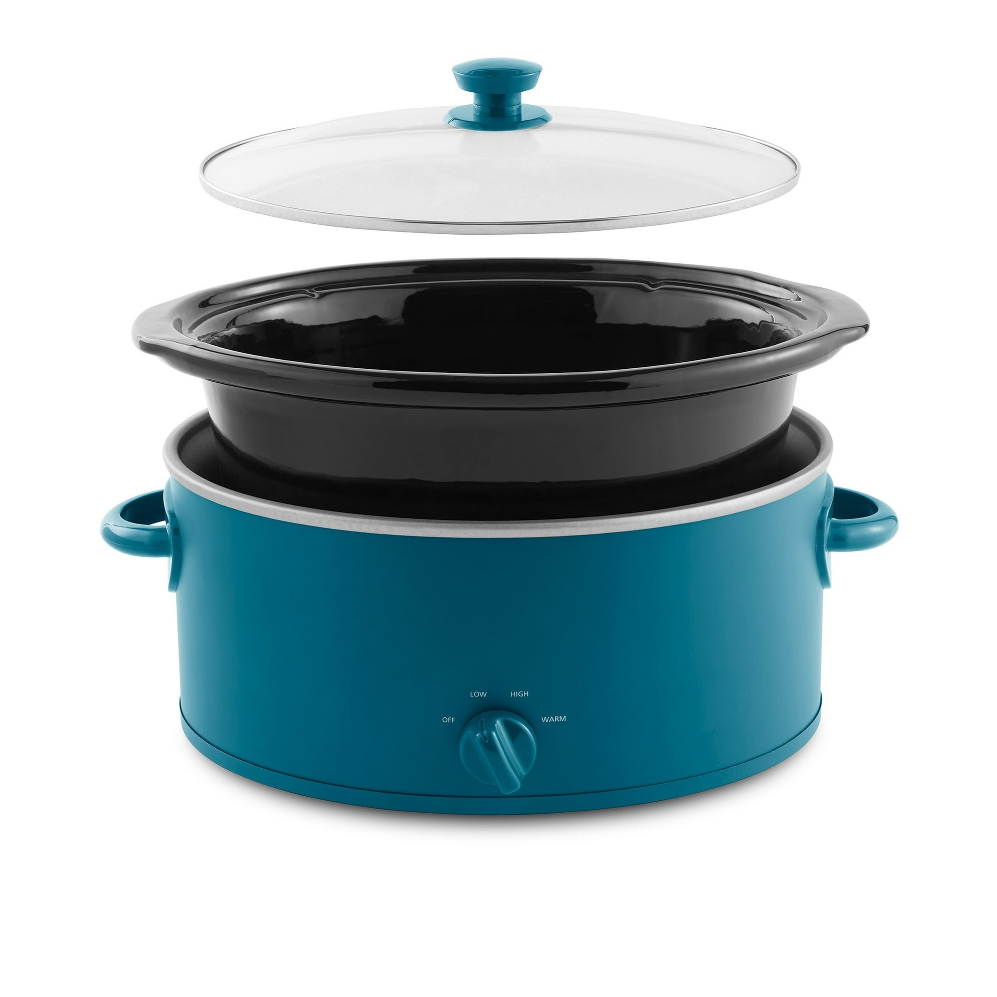 Mainstays Corsair Blue 6 Quart Oval Slow Cooker with Glass Lid