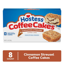 Hostess Cinnamon Streusel CoffeeCakes box showing 8 count