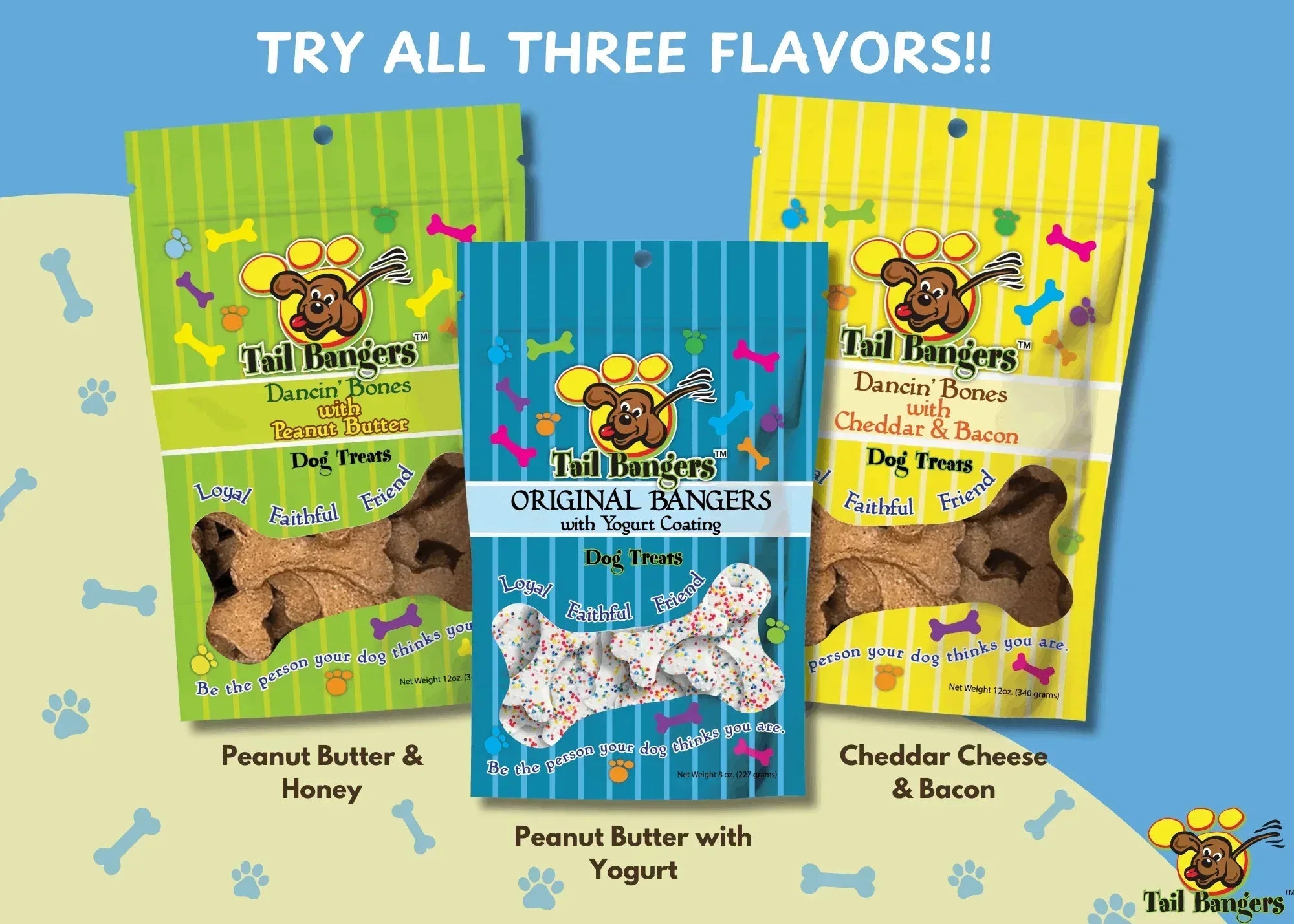 Tail Bangers Valentine's Day Variety Pack Peanut Butter & Honey Crunchy Dog Treat, 3 count