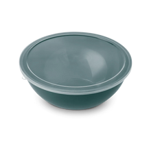 Green mixing bowl with clear lid, round shape