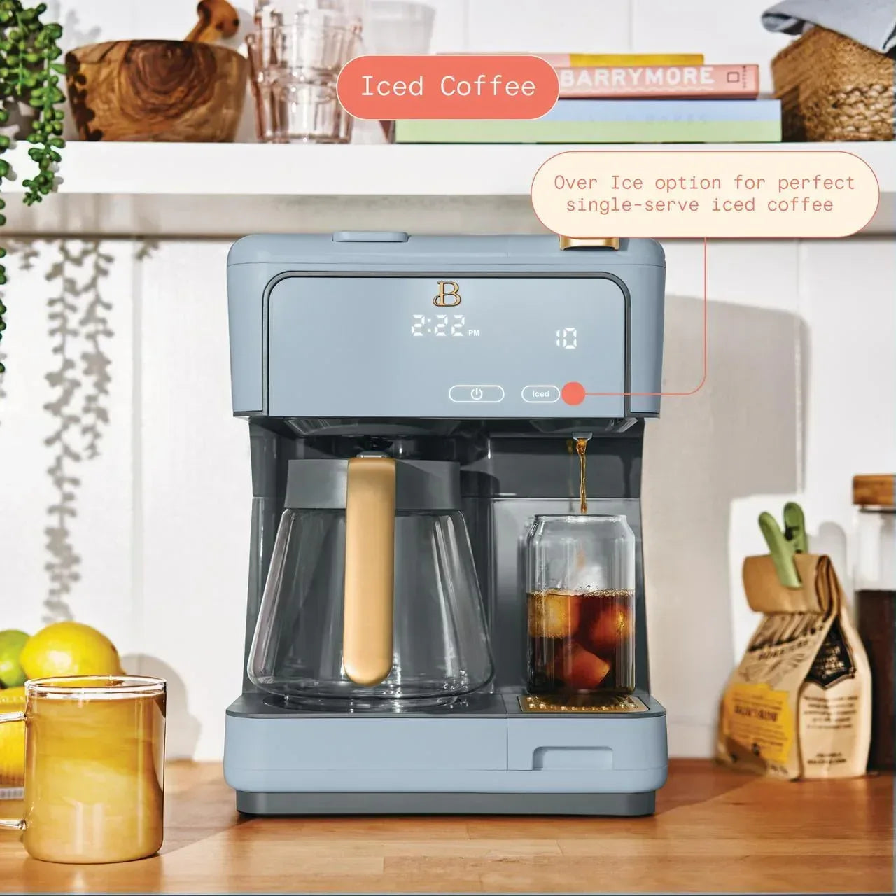 Beautiful Multi-Brew 12-Cup Programmable Drip & Single-Serve Coffee Maker, White Icing by Drew Barrymore