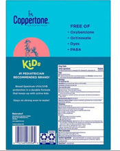 Coppertone Kids sunscreen spray 3-pack back panel with ingredient and facts text