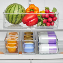 Kitchen bin organizer set, clear container with removable lid, sized for produce storage