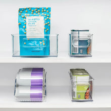Kitchen bin set with clear bases and purple accent rolls, shown as multiple sizes