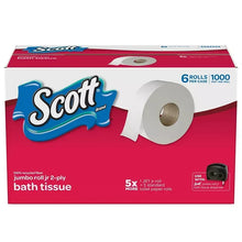 Scott jumbo bath tissue toilet paper multipack box, 6 rolls, 1,000 sheets per roll