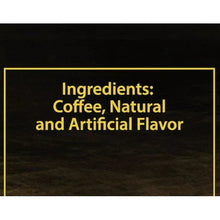 Coffee pouch label reading “Ingredients: Coffee, Natural and Artificial Flavor”