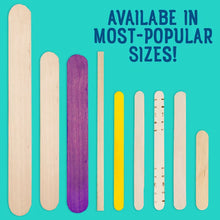 Assorted light wood craft sticks in different lengths, shown side by side