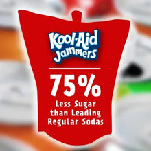 Juice pouch with Kool-Aid Jammers logo and '75% less sugar' callout on red pouch