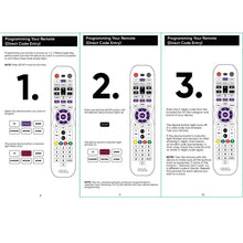 Remote programming instructions page with three numbered setup steps