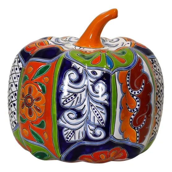 13" Talavera Style Ceramic Pumpkin