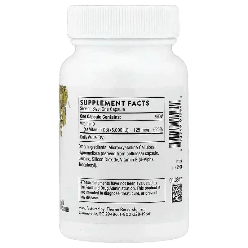 Thorne, D-5,000, 60 Capsules (125 mcg per Capsule)