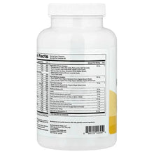 Women's multivitamin bottle back label with supplement facts table and barcode