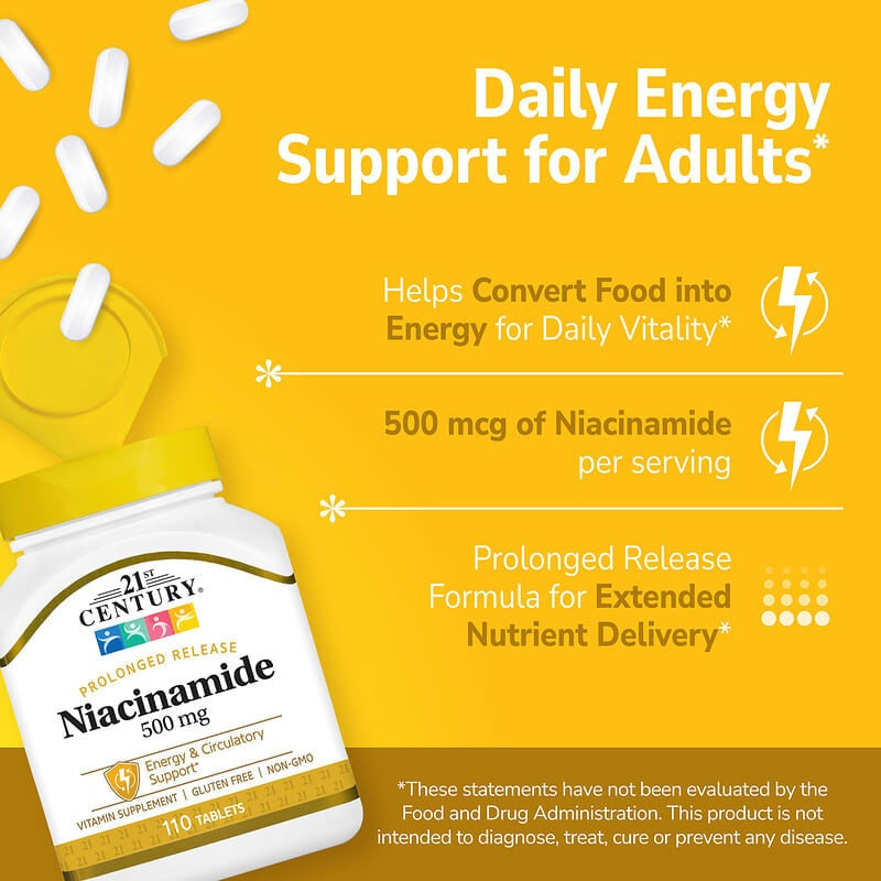 21st Century, Niacinamide, Prolonged Release , 110 Tablets