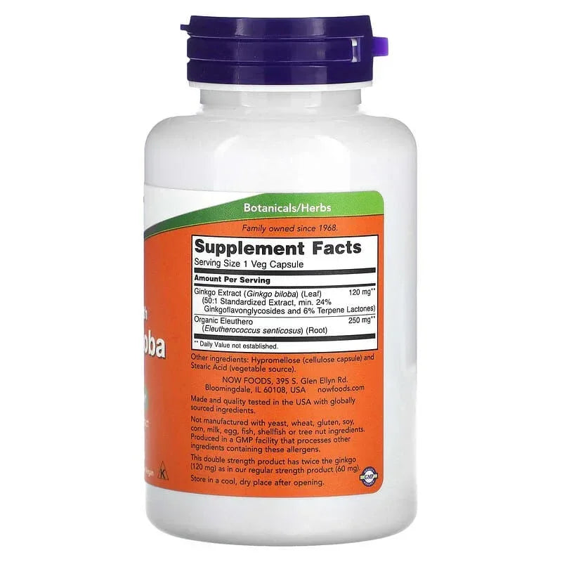 NOW Foods, Ginkgo Biloba With Eleuthero Root, Veg Capsules