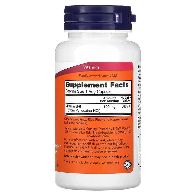 NOW Foods, B-6, 100 mg - USA MEGA SHOP