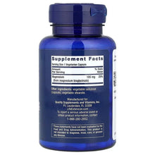 Magnesium glycinate supplement bottle, back label with Supplement Facts panel