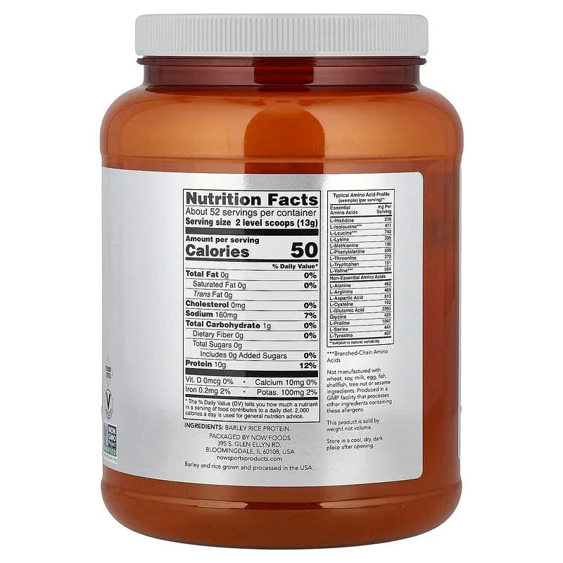 NOW Foods, Sports, Barley Rice Protein Powder, Unflavored, 1.5 lbs (680 g)