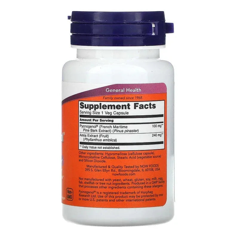 NOW Foods, Pycnogenol® With Bioflavonoids, Veg Capsules