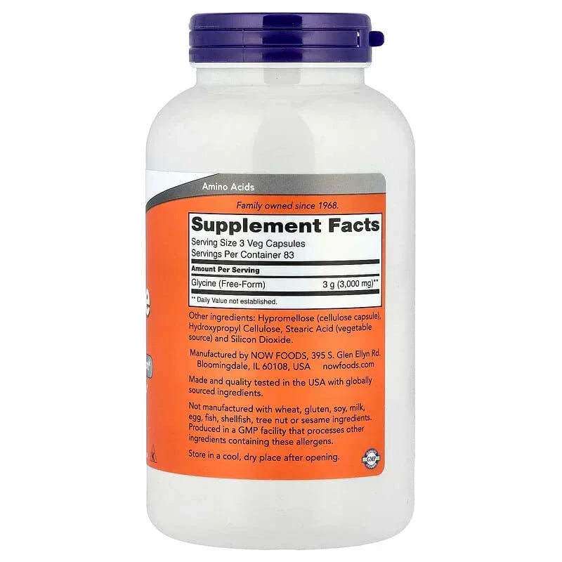 NOW Foods, Glycine (1,000 mg per Capsule)