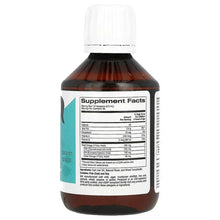 Kids cod liver oil bottle with white cap, supplement facts panel on back label
